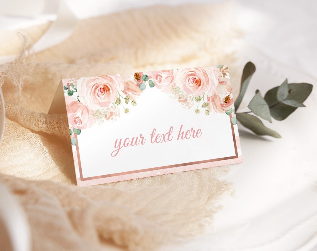 Food Tent Cards, Printable Name Place Cards, Food Labels Blush Pink Floral Wedding, Birthday ...