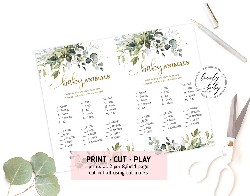 Name the Baby Animal Game Printable Guess Baby Animal Baby | Etsy