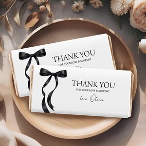 Black Bow Grad Party Candy Bar Wrapper, Elegante Afstudeerbedankjes, Class of 2026 Afdrukbare GP5
