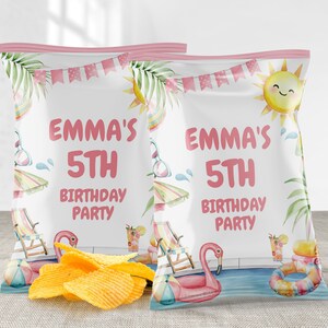 Chips Taschen Vorlage, Mädchen Geburtstag Gefälligkeiten | Splish Splash Geburtstagsfeier, Beach Pool Party, Sommer | Druckbare Bday Party Dekoration Ideen PPT