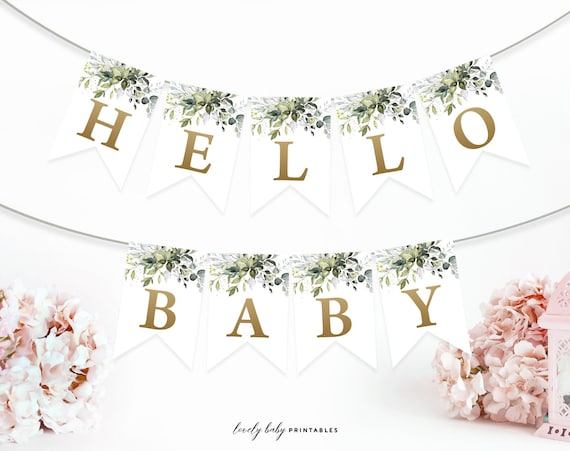 Editable Baby Shower Party Banner Printable Hello Baby Banner