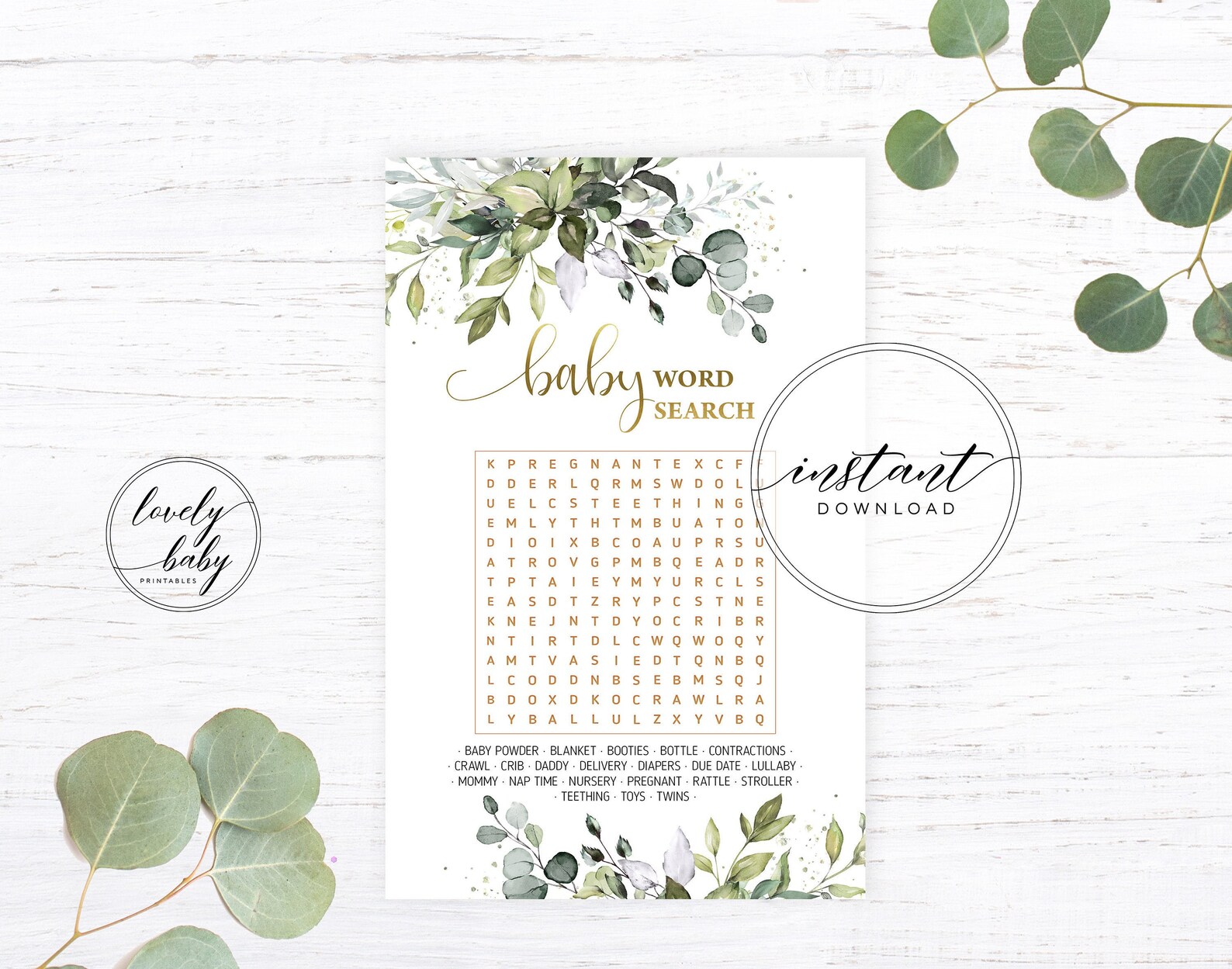 Printable Baby Shower Game Word Search Game Baby Shower Party - Etsy