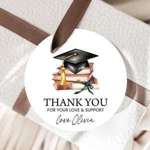 Graduation Party Favors Tags, Round Gift Tags, Stickers | Cap & Tassel, Diploma | Printable Grad Party Favors, High School Class of 2025 GP2