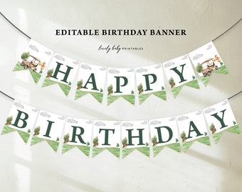 Happy Birthday Banner | Hole In One, Golf Cart, Golfing Par Tee | Printable First Birthday Bunting, Custom Birthday Party Decor, Garland HIN