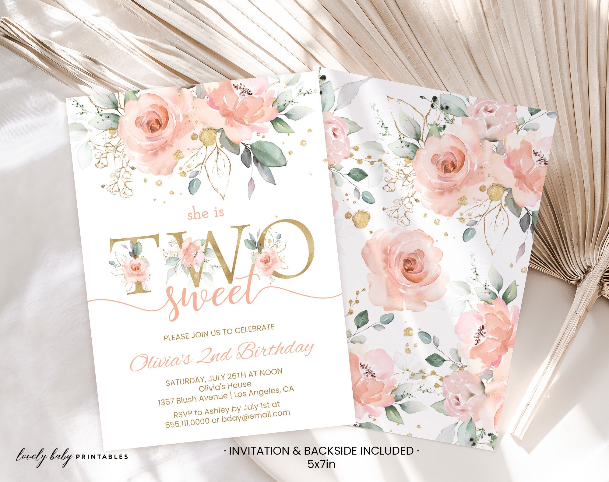 Second Birthday Invitation Template, Girls 2nd Birthday Invite | TWO ...