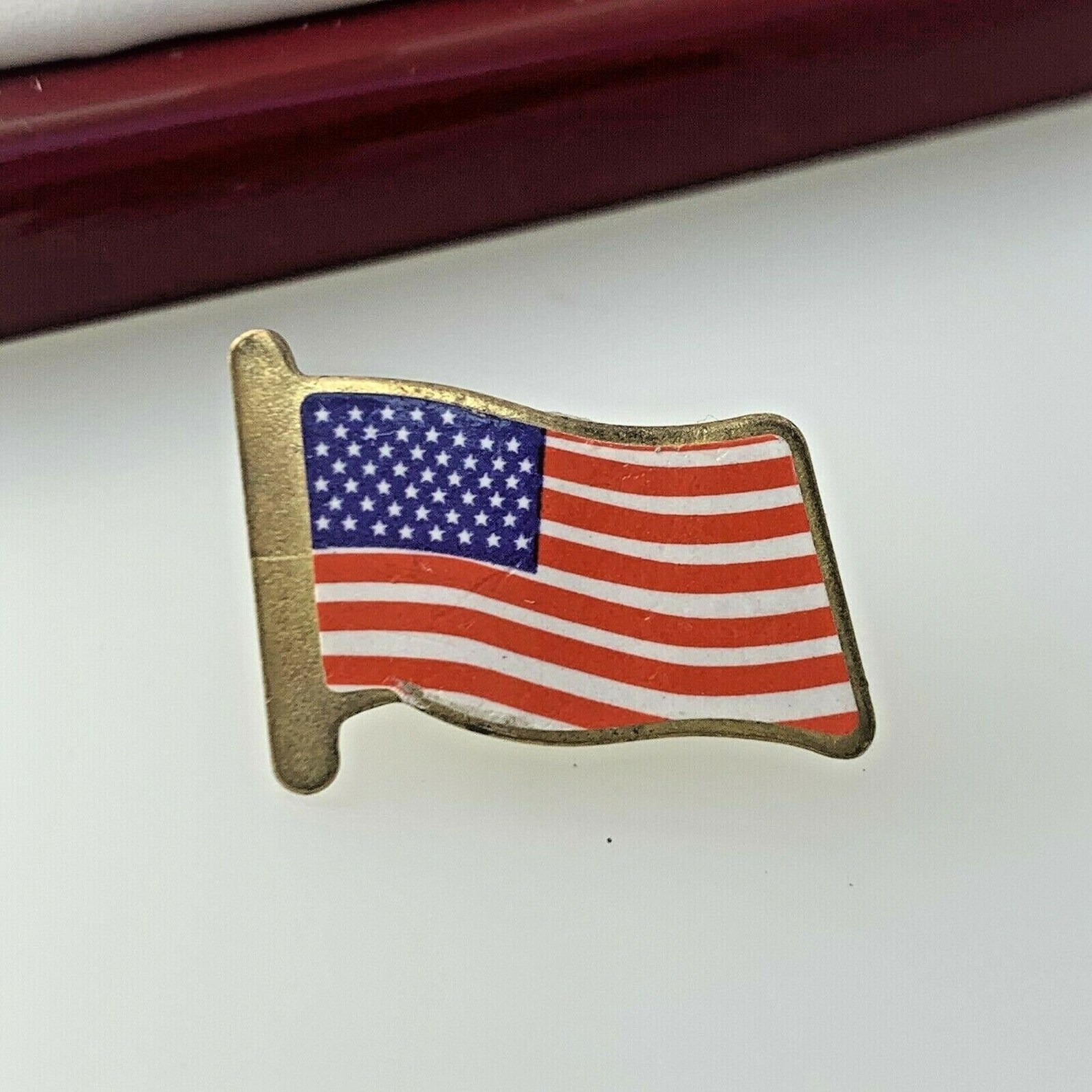 Goldtone American Usa Flag Lapel Pin Brooch Patriotic Emblem Etsy