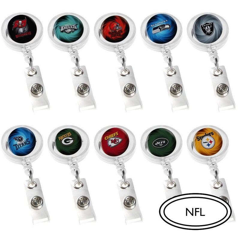 NFL Team Logo Retractable Reel ID Badge Holder Pick Your Etsy
