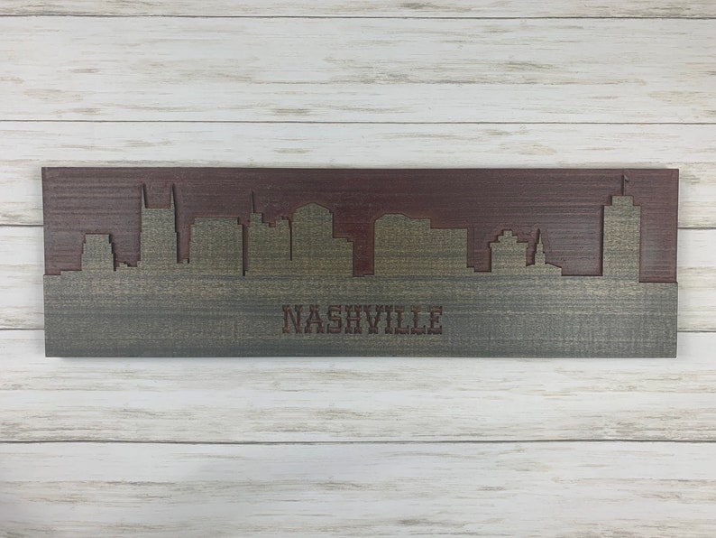 Nashville Skyline Wood Sign Engraved Sign Nashville Decor Etsy