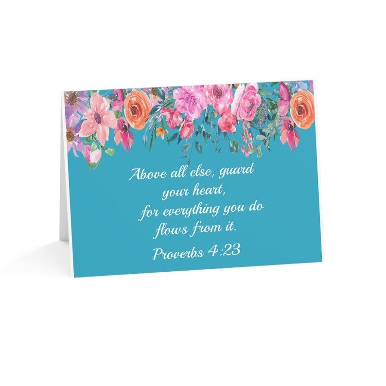 Proverbs 4 23 Greeting Card Floral Design Card Inspirational Etsy