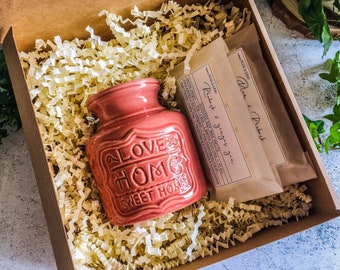 Rose Home Sweet Home Fragrance Burner Boxed Gift Set | Quality Handmade Soy Wax Melt Snap Bars | Starter Set