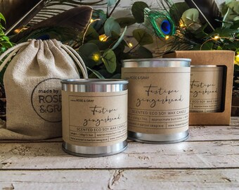 Festive Gingerbread Scented Candle | Quality Paint Pot Container Candle | Eco Soy Wax Candle | Handmade in UK | Seasonal Scent | Christmas