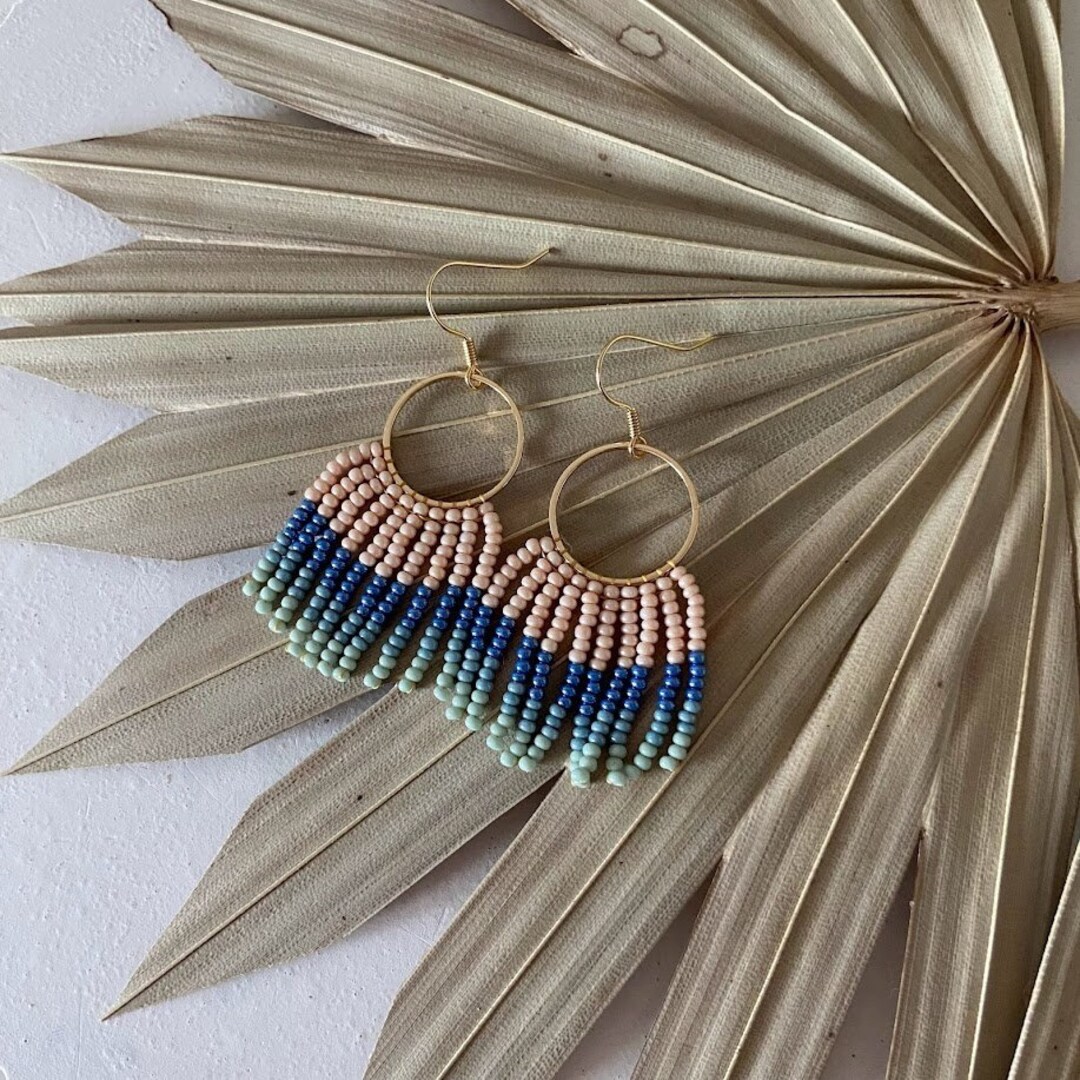 Flânerie Noisette 18K Gold Boho Beaded Hoop Earrings