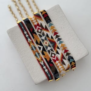Beaded Bracelets \ set of 5 \ Native Ethnic Boho Style, Premium Quality, Adjustable Size, Perfect Gift