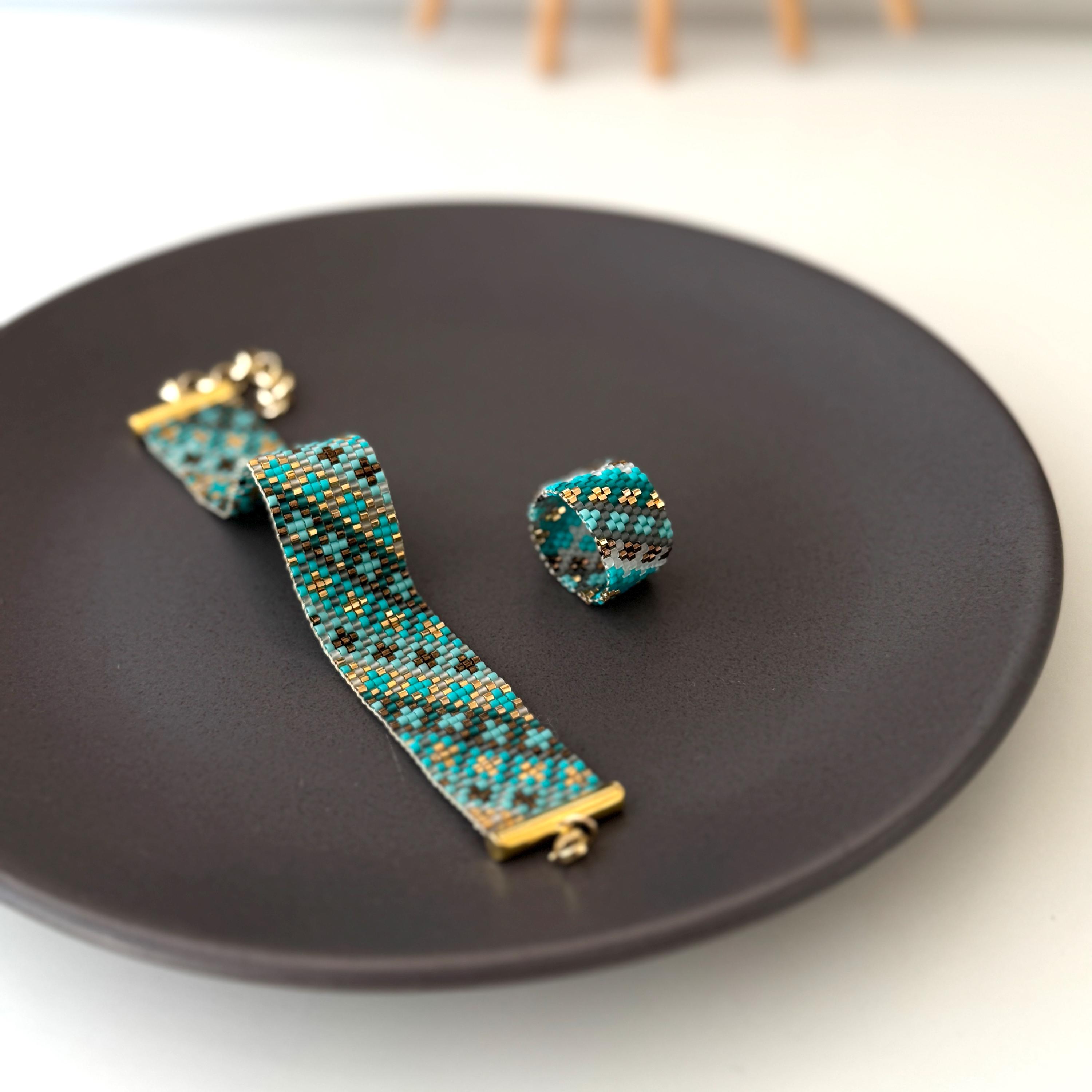 Turquoise Beaded Bracelet: 24K Gold Plated Clasp, Boho Elegant Jewelry