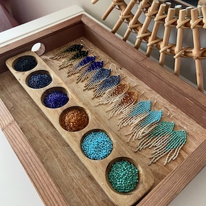 Beaded Fringe Earrings: Czech Glass Beads, Sterling Silver Hooks