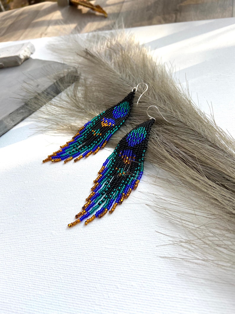 Black Dangle Seed Bead Earrings - Bohemian Fringe Earrings - Boho ...