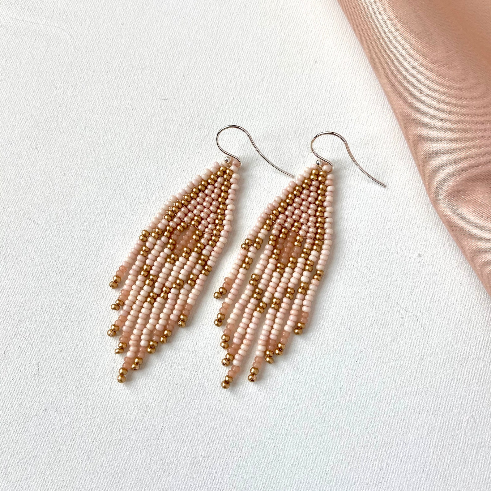 Bridesmaid Earrings Fringe Pastel Earrings Wedding Seed Etsy