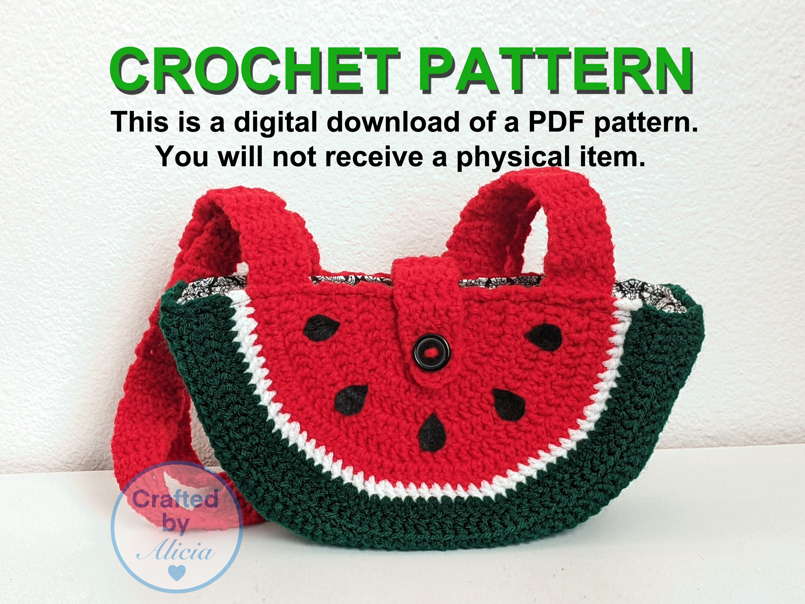 PDF PATTERN Crochet Watermelon Purse digital Download Etsy