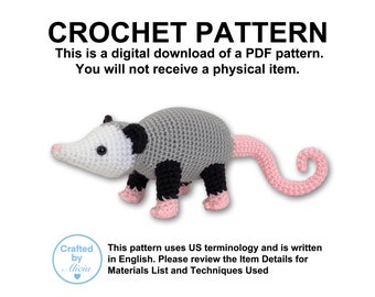 PDF PATTERN: Amigurumi Crochet Opossum (Digital Download)