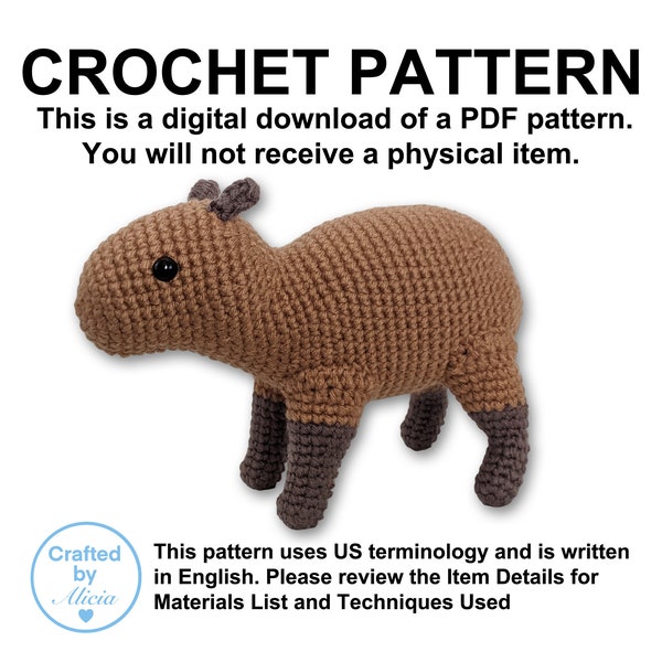 PDF PATTERN: Amigurumi Crochet Capybara (Digital Download)