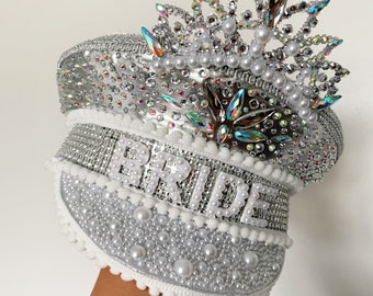 THE LUXE | Bride Hat | Hen Party Hat | Hen Do Hat | Party Hat | Festival Hat | Captains Hat | Burning Man Hat | Embellished Hat