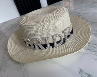Bride straw hat, summer hat, beach hat, Panama hat