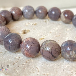 Semi-translucent Smoky Purple Alashan Rock Bracelet with Shattered Pattern (11mm D; Natural Agate)