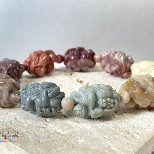 Alashan Agate Nine-Tailed Fox Charm Bracelet | shops Natural Gemstone | DIY Beads Charms | Gift for her