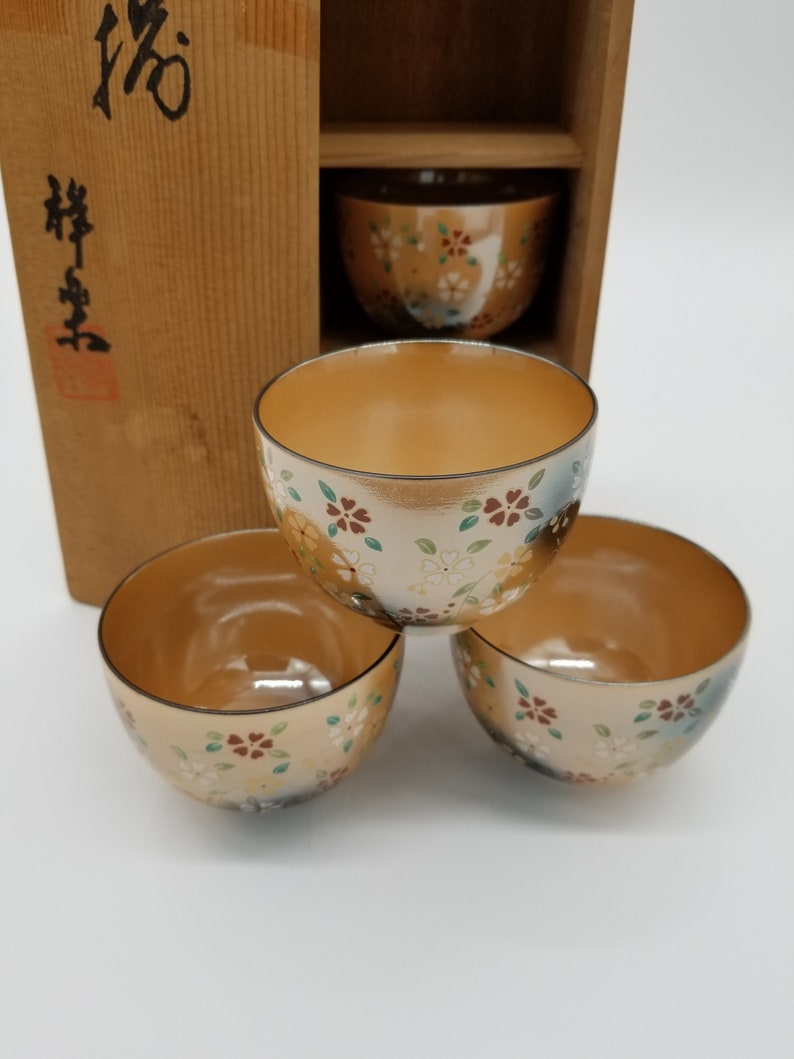 Vintage Japanese Tea Oocha/matcha Cups Porcelain Set of 5 Etsy