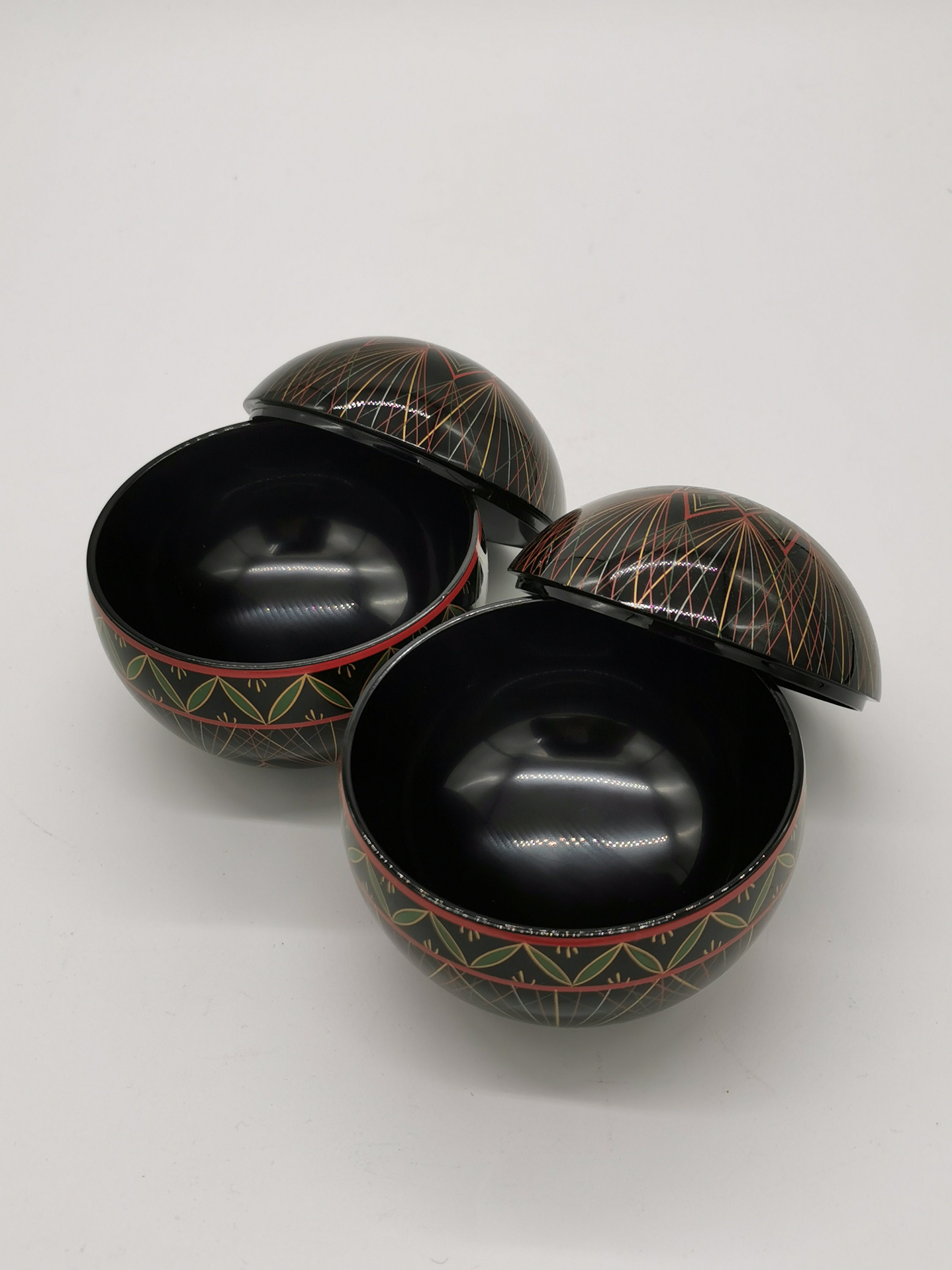 Vintage Japanese Lacquerware Boxes/Dishes Set of 2 Etsy