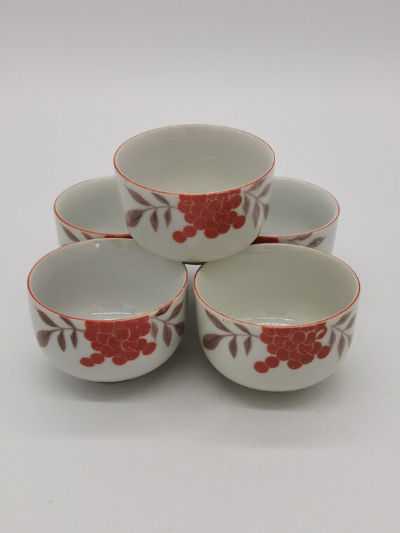 Japanese Ceramic Tea Cups Set of 5 Etsy