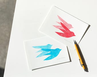 Better Together linosnede, originele handgestempelde print