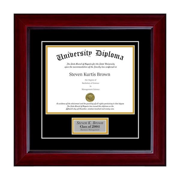 Personalized Single Diploma Frame with Real Wood Moulding and Glass Protection | Personalized Diploma Frame | University Frames