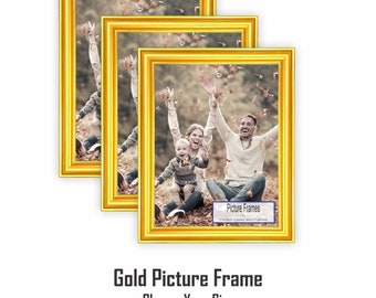 3 Pack - Gold with Dark Edge Picture Frames for Photos and Wall Art | Wood Moulding and Glass Protection | 4x6 5x7 8x10 11x14 16x20 18x24