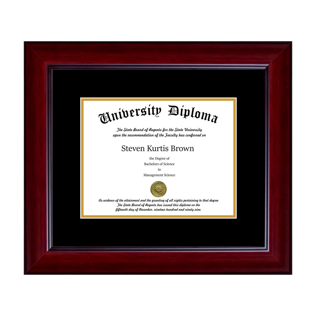 Premium Single Diploma Frame With Real Wood Moulding and Glass