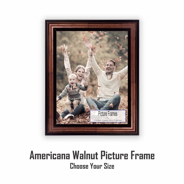 Americana Walnut 2.5" Wood Picture Frame for Photos and Wall Art | Real Wood Moulding and Double Strength Glass | 5x7 8x10 11x14 16x20 18x24