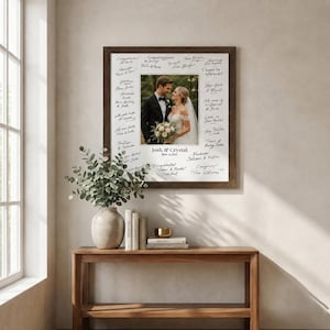 Personalized Wedding Signature Frame, Custom Couple Names Date, Guest Book Alternative Keepsake