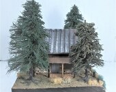 HO Scale Historic log barn diorama