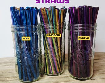 Reusable Stainless Steel Straw | 8.5" x 12mm Wide Reusable Metal Straw | Eco-Friendly Boba & Smoothie Straw | Beveled Metal Straw