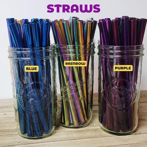 Reusable Stainless Steel Straw | 8.5" x 12mm Wide Reusable Metal Straw | Eco-Friendly Boba & Smoothie Straw | Beveled Metal Straw