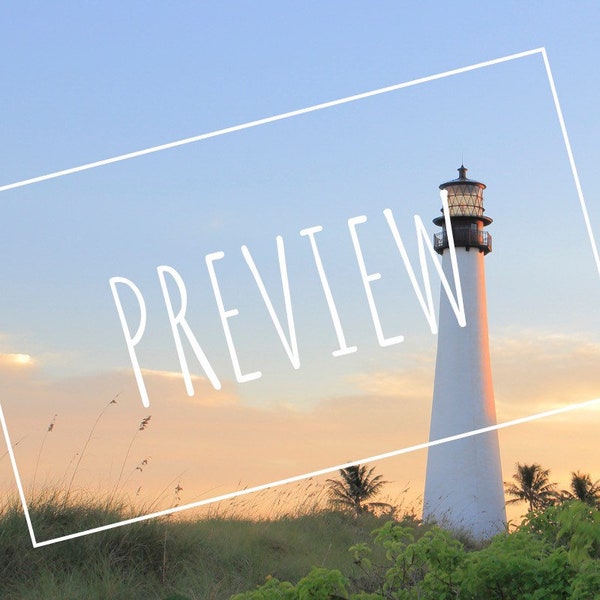 Cape Florida Lighthouse At Sunset Photo - 5"x7" Frame Size Format (4"x6" image) Digital Download