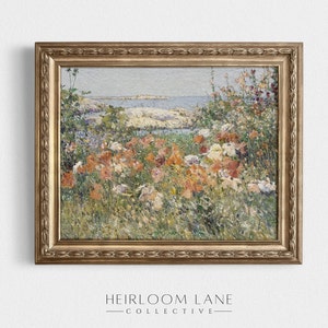 Wildflowers by the Sea Print Digital Download Spring Floral Artwork Country Cottage Art Vintage Farmhouse Decor Field Print 8109 image 1