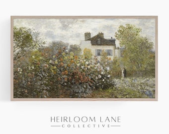 Vintage Spring Garden House Painting Instant Digital Download Frame TV Size (3840 x 2160) | Landscape Field Print | Easter Frame TV Art