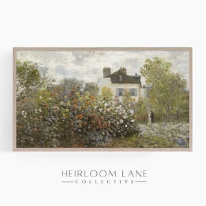 Vintage Spring Garden House Painting Instant Digital Download Frame TV Size (3840 x 2160) | Landscape Field Print | Easter Frame TV Art