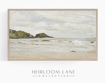 Vintage Beach Painting: Summer Ocean Frame TV Art (Digital Download)