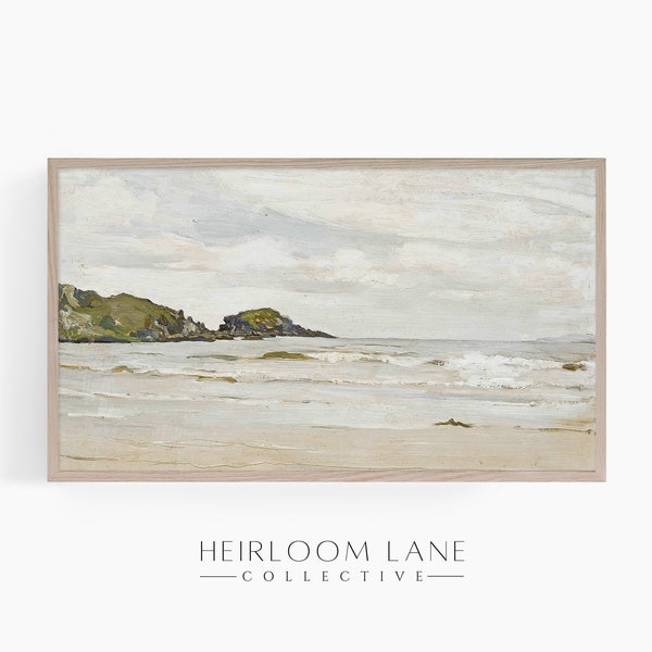 Vintage Beach Painting Instant Digital Download Frame TV Size (3840 x 2160) | Vintage Landscape Ocean Print | Summer Sea Frame TV Art | 8187