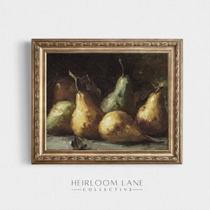 Vintage Pear Still Life Painting Instant Digital Download | Gallery Wall Art | Fruit Painting Home Decor | Vintage Painting | Designer Art