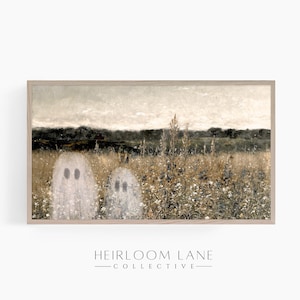 Vintage Wildflower Ghost Halloween Painting Instant Digital Download Frame TV Size (3840 x 2160) | Vintage Fall Print | Autumn Ghost | 8209