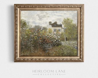 Garden House Print Digital Download | Spring Floral Artwork | French Country Cottage Art | Vintage Farmhouse Decor | Flowers Print | 8113