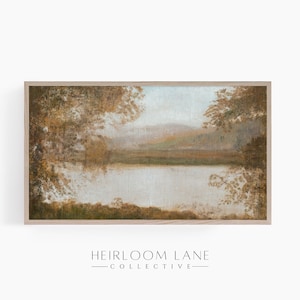 Vintage Autumn Lake Painting Instant Digital Download Frame TV Size (3840 x 2160) | Country Artwork Print | Landscape Fall Frame TV Art 8284